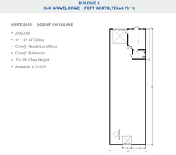 2501-2519 Gravel Dr, Fort Worth, TX à louer Plan d’étage– Image 1 sur 1