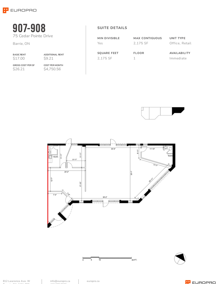 29-35 Cedar Pointe Dr, Barrie, ON à louer Plan d’étage– Image 1 sur 1