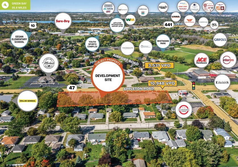 1165 Appleton Rd, Menasha, WI à vendre - Aérien – Image 2 sur 2