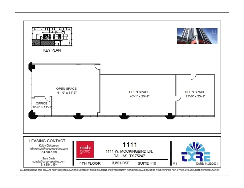 1111 W Mockingbird Ln, Dallas, TX à louer Plan d’étage– Image 1 sur 1