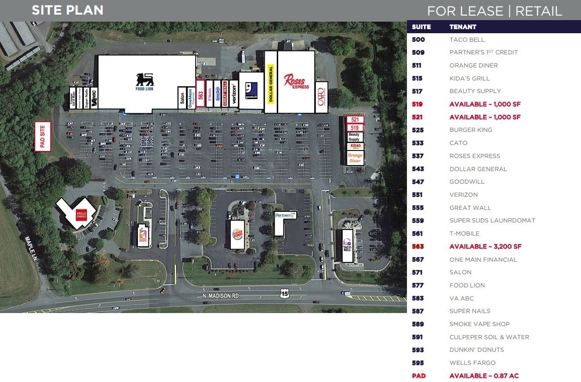 533-591 N Madison Rd, Orange, VA à louer Plan de site– Image 1 sur 1