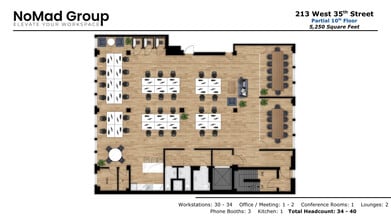 213 W 35th St, New York, NY à louer Plan d’étage– Image 1 sur 10