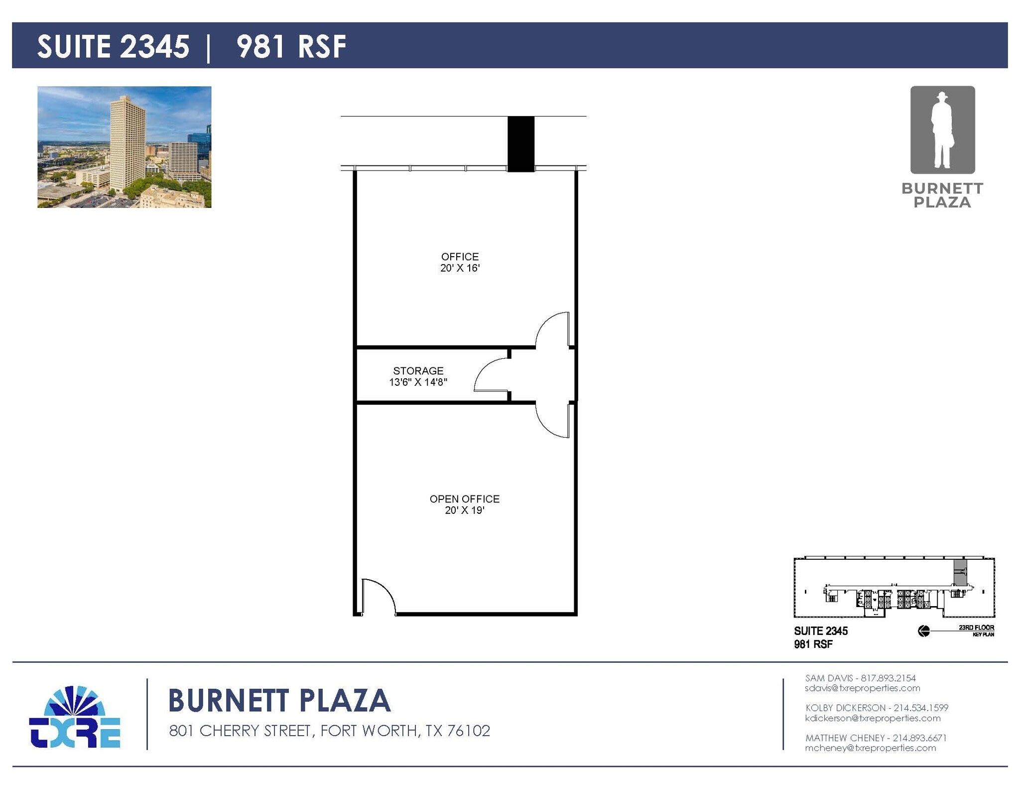 801 Cherry St, Fort Worth, TX à louer Plan d’étage– Image 1 sur 1
