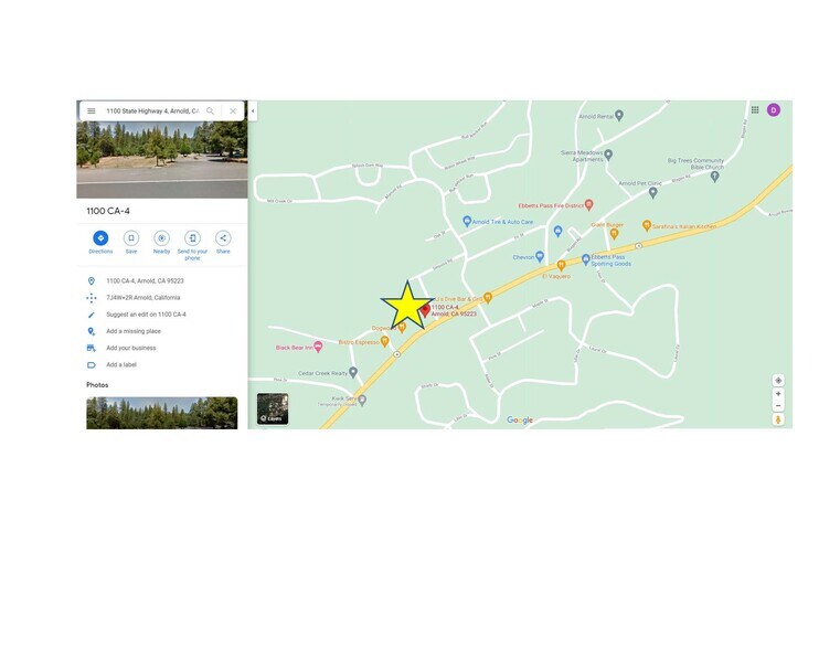 1100 Highway 4, Arnold, CA à vendre - Photo de l’immeuble – Image 1 sur 9