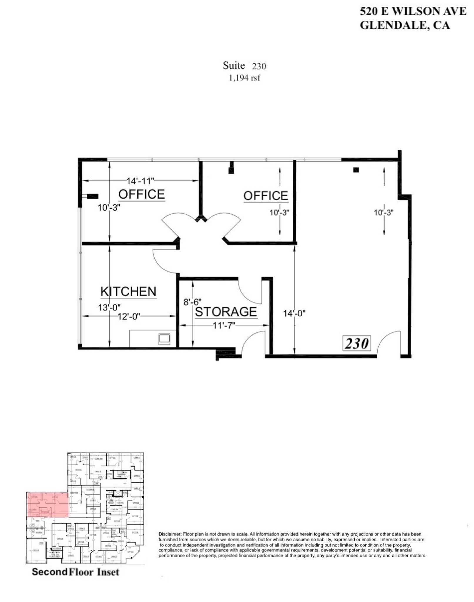 520 E Wilson Ave, Glendale, CA à louer Plan d’étage– Image 1 sur 1