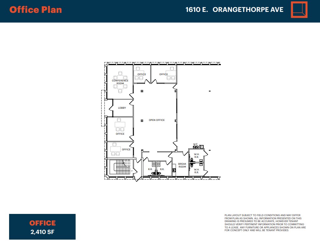 1610 E Orangethorpe Ave, Fullerton, CA à louer Plan d’étage– Image 1 sur 2