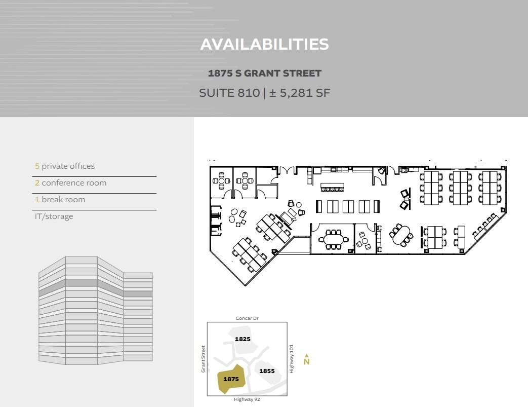 1825 S Grant St, San Mateo, CA à louer Plan d’étage– Image 1 sur 1