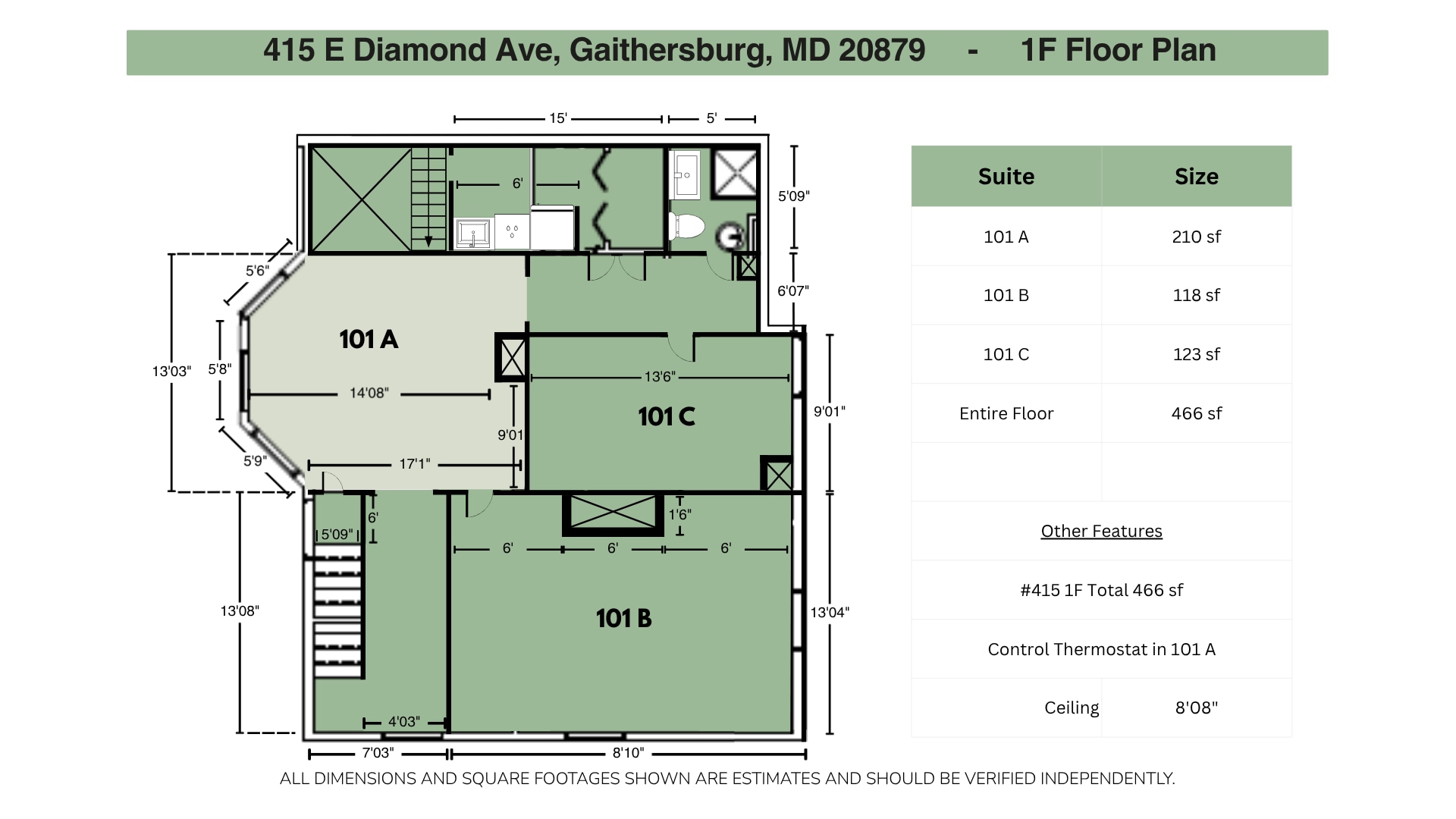 417 E Diamond Ave, Gaithersburg, MD à louer Plan d’étage– Image 1 sur 3