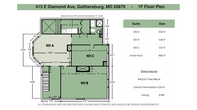 417 E Diamond Ave, Gaithersburg, MD à louer Plan d’étage– Image 1 sur 3