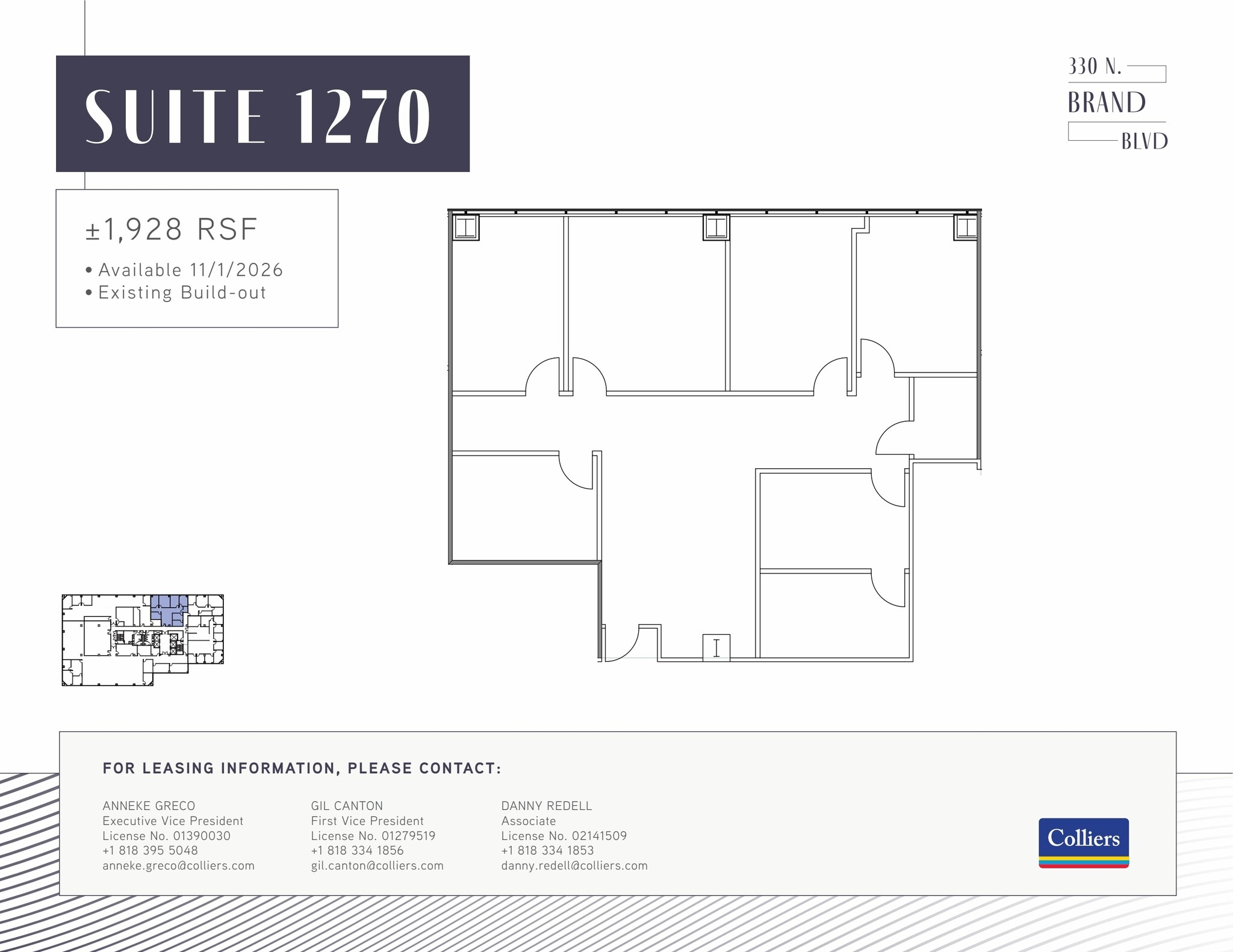 330 N brand Blvd, Glendale, CA à louer Plan d’étage– Image 1 sur 1
