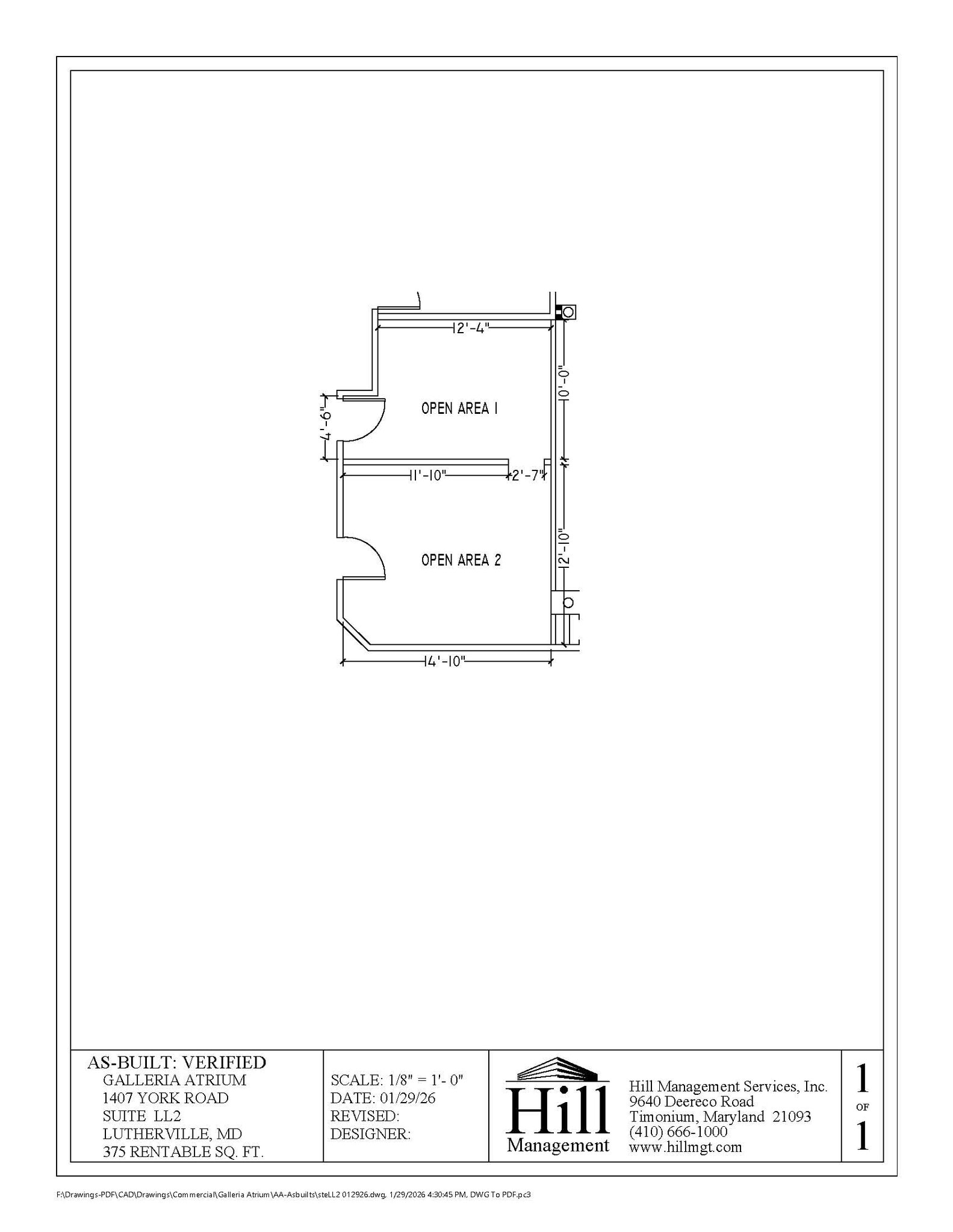 1407 York Rd, Lutherville, MD à louer Plan d’étage– Image 1 sur 1