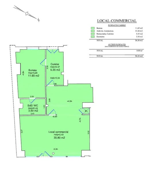 Local commercial dans Paris à louer - Plan d’étage – Image 2 sur 3