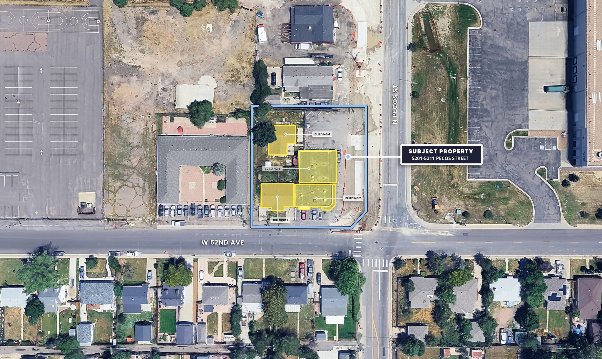 5201-5211 Pecos St portefeuille de 4 biens à vendre sur LoopNet.fr Aérien– Image 1 sur 14
