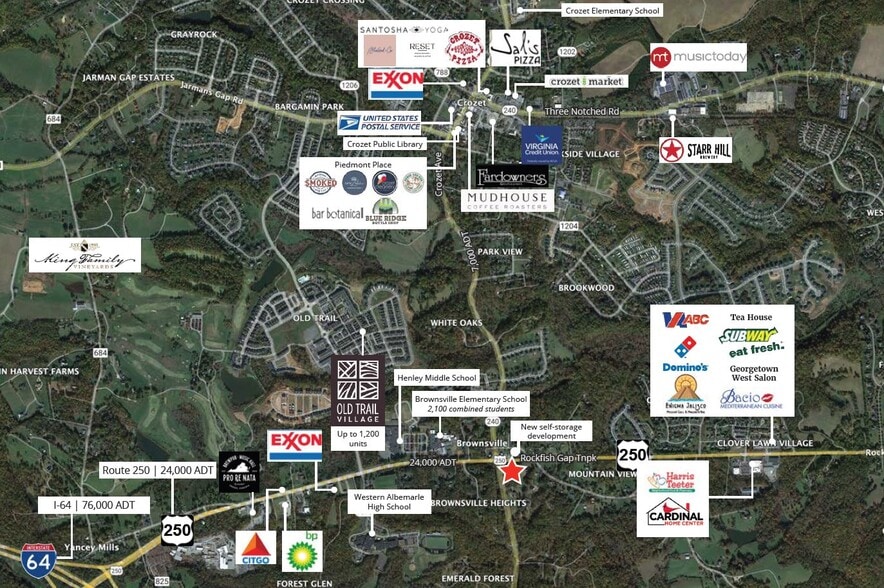 Rt 250, Charlottesville, VA à vendre - Aérien – Image 1 sur 2