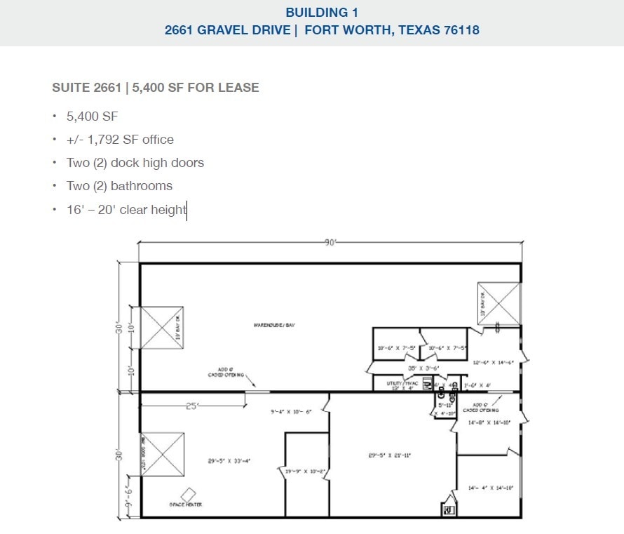 2501-2519 Gravel Dr, Fort Worth, TX à louer Plan d’étage– Image 1 sur 1