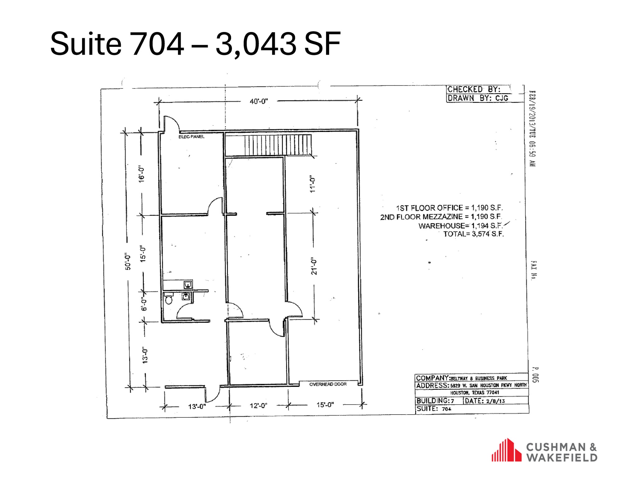 5829 W Sam Houston Pky N, Houston, TX à louer Plan d’étage– Image 1 sur 1