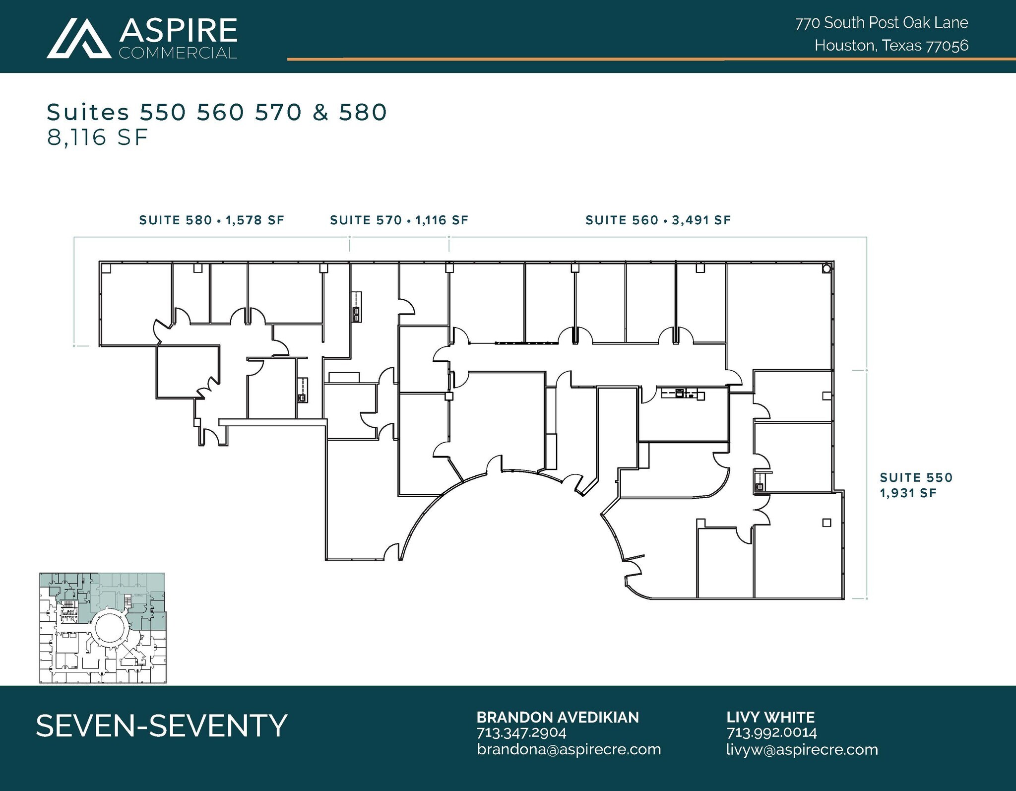 770 S Post Oak Ln, Houston, TX à louer Plan d’étage– Image 1 sur 4