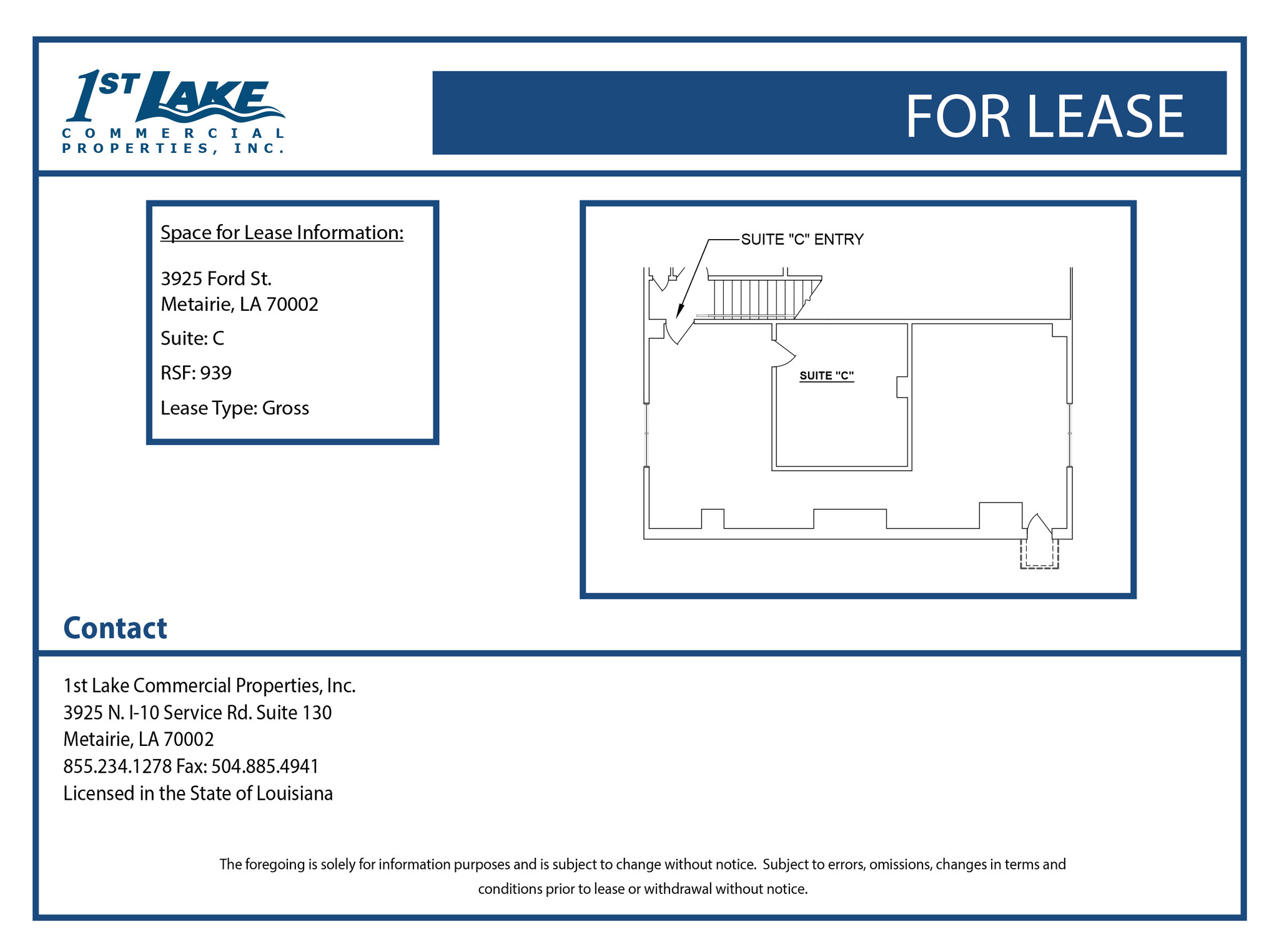 3925 Ford St, Metairie, LA à louer Plan d’étage– Image 1 sur 1