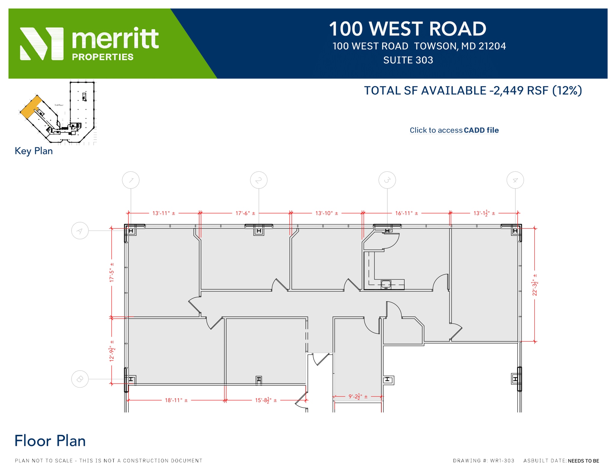 100 West Rd, Towson, MD à louer Plan d’étage– Image 1 sur 1