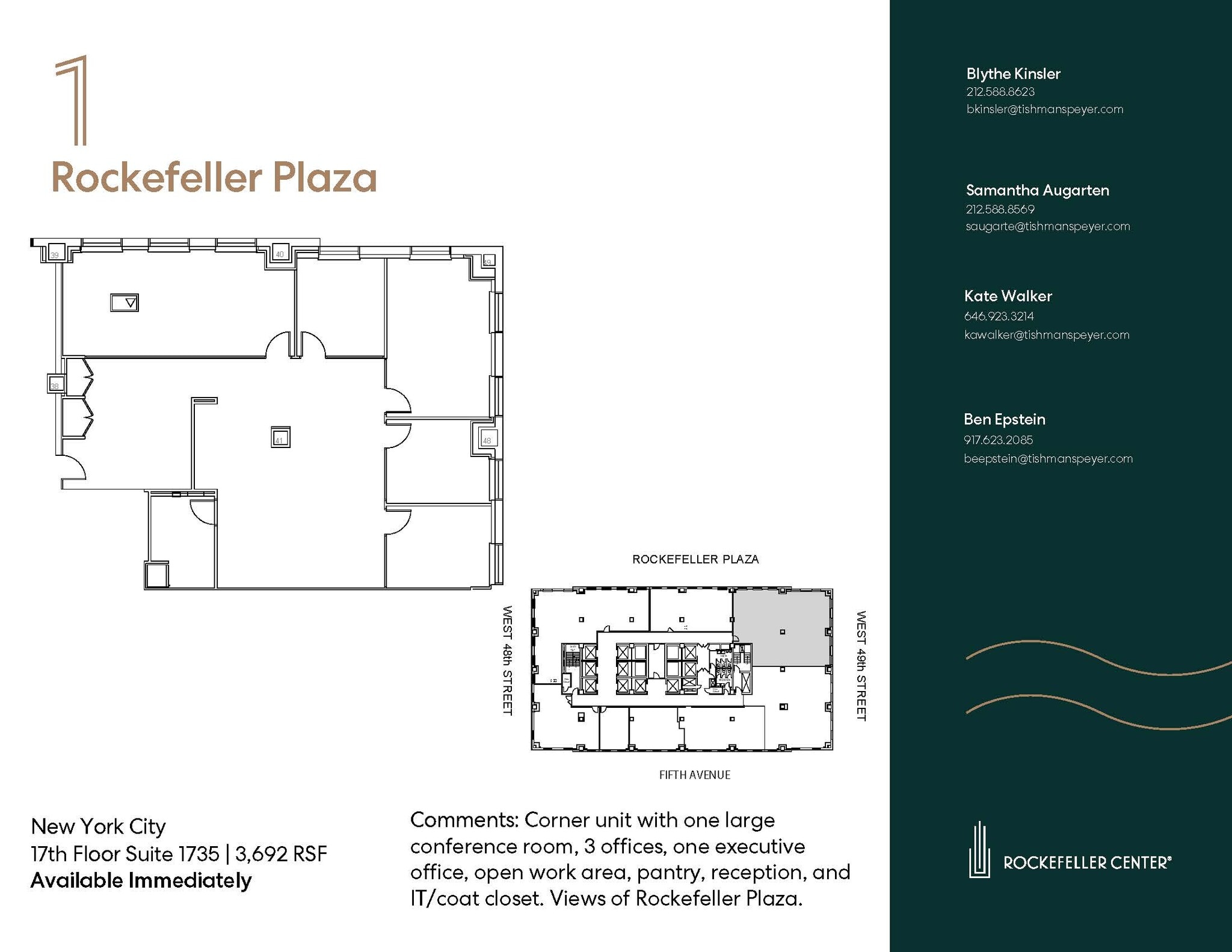 1 Rockefeller Plaza, New York, NY à louer Plan d’étage– Image 1 sur 4