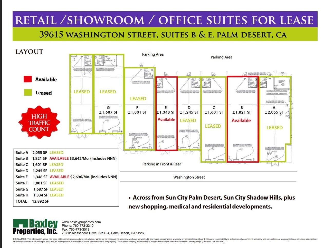 39575 Washington St, Palm Desert, CA à louer Plan d’étage– Image 1 sur 1