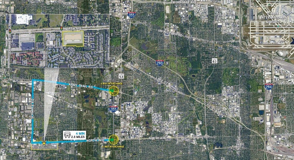 1 E North Ave, Glendale Heights, IL à louer - Aérien – Image 2 sur 9