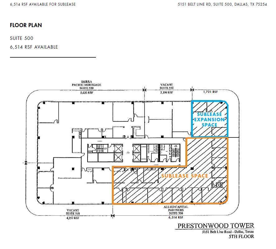 5151 Belt Line Rd, Dallas, TX à louer Plan d’étage– Image 1 sur 1