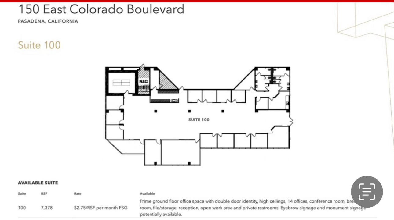 150 E Colorado Blvd, Pasadena, CA à louer Photo intérieure– Image 1 sur 1