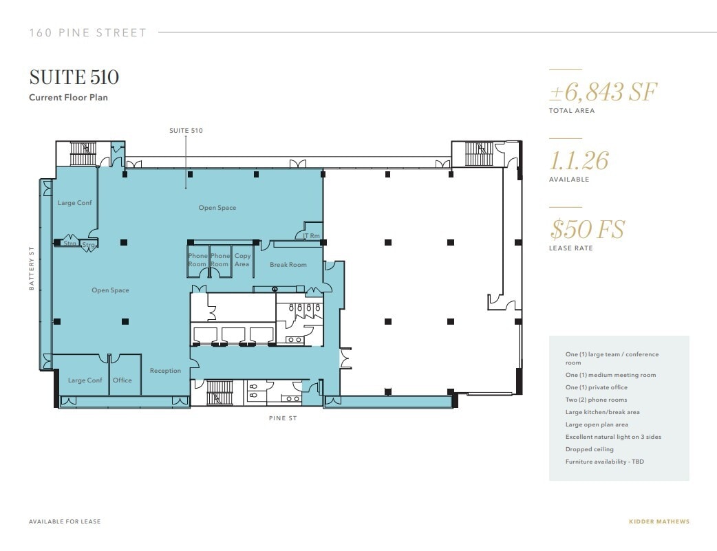 160 Pine St, San Francisco, CA à louer Plan d’étage– Image 1 sur 1