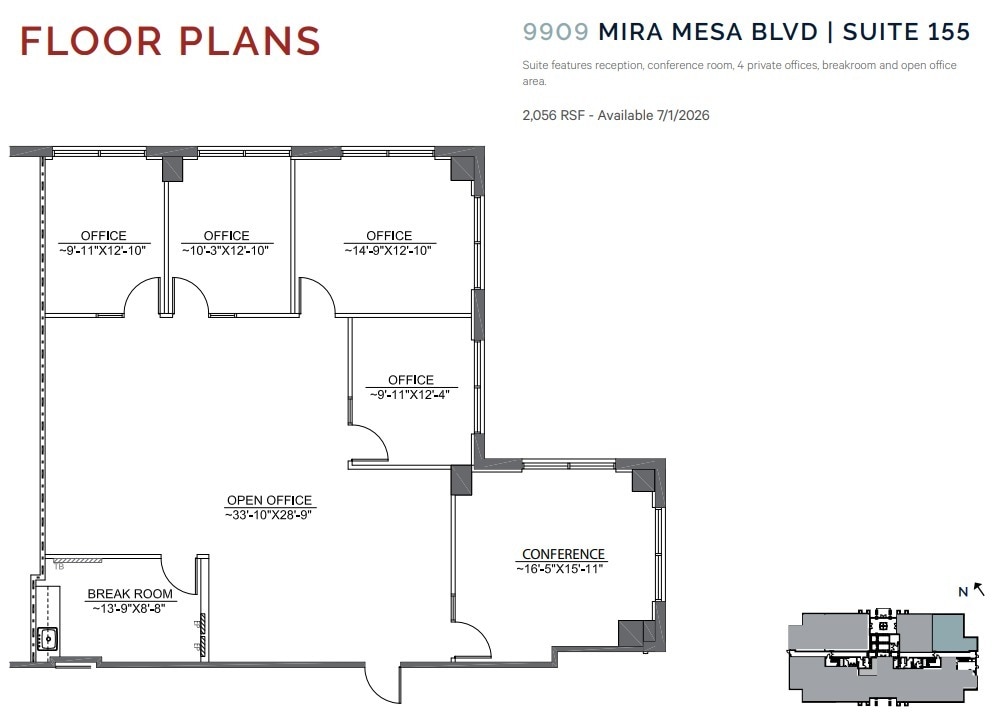 9909 Mira Mesa Blvd, San Diego, CA à louer Plan d’étage– Image 1 sur 1
