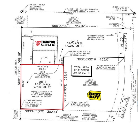 I-43 & Hwy A, Sheboygan, WI à vendre - Plan de site – Image 2 sur 2