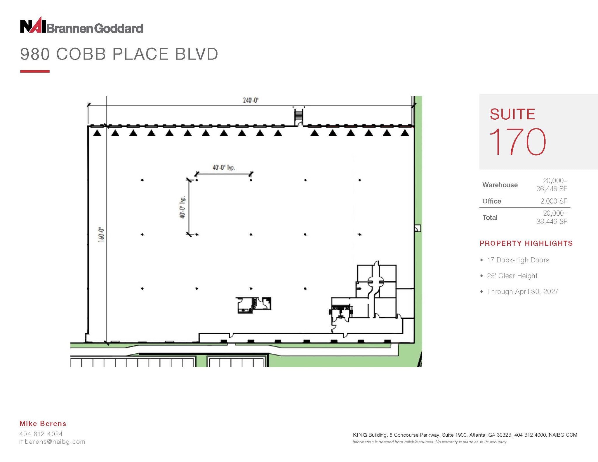 980 Cobb Place Blvd, Kennesaw, GA à louer Plan d’étage– Image 1 sur 1