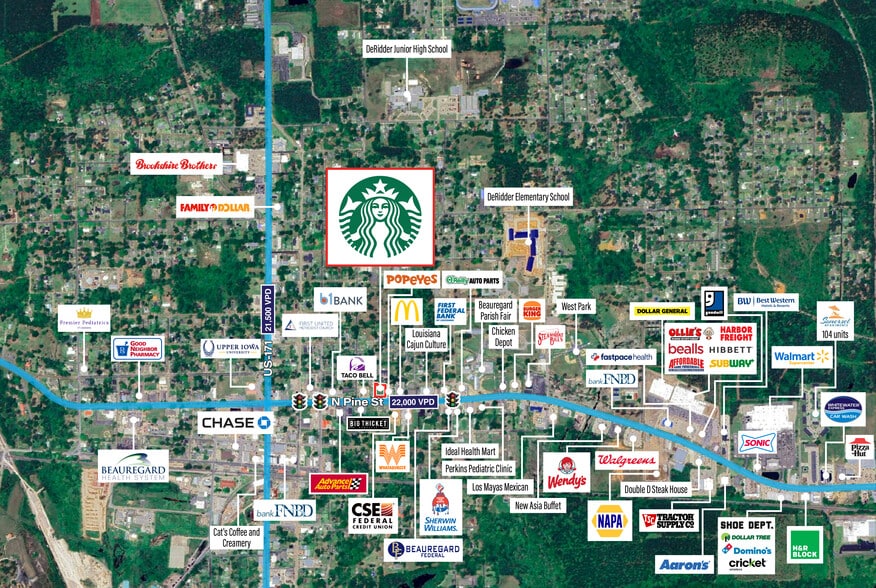 417 N Pine St, Deridder, LA à vendre - Aérien – Image 2 sur 4