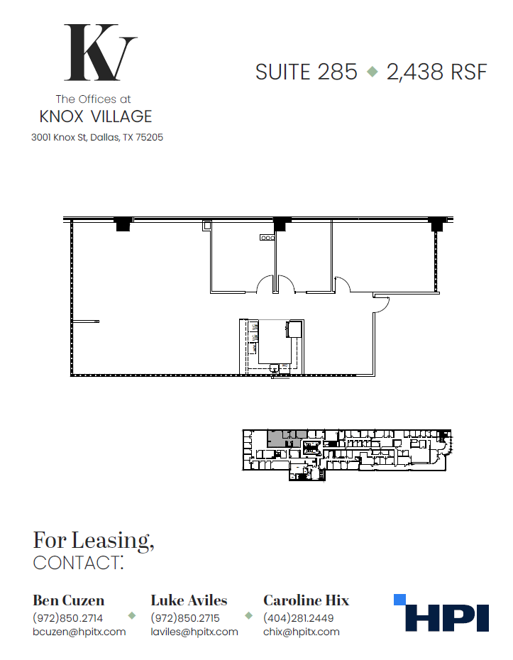 3001-3003 Knox St, Dallas, TX à louer Plan d’étage– Image 1 sur 1