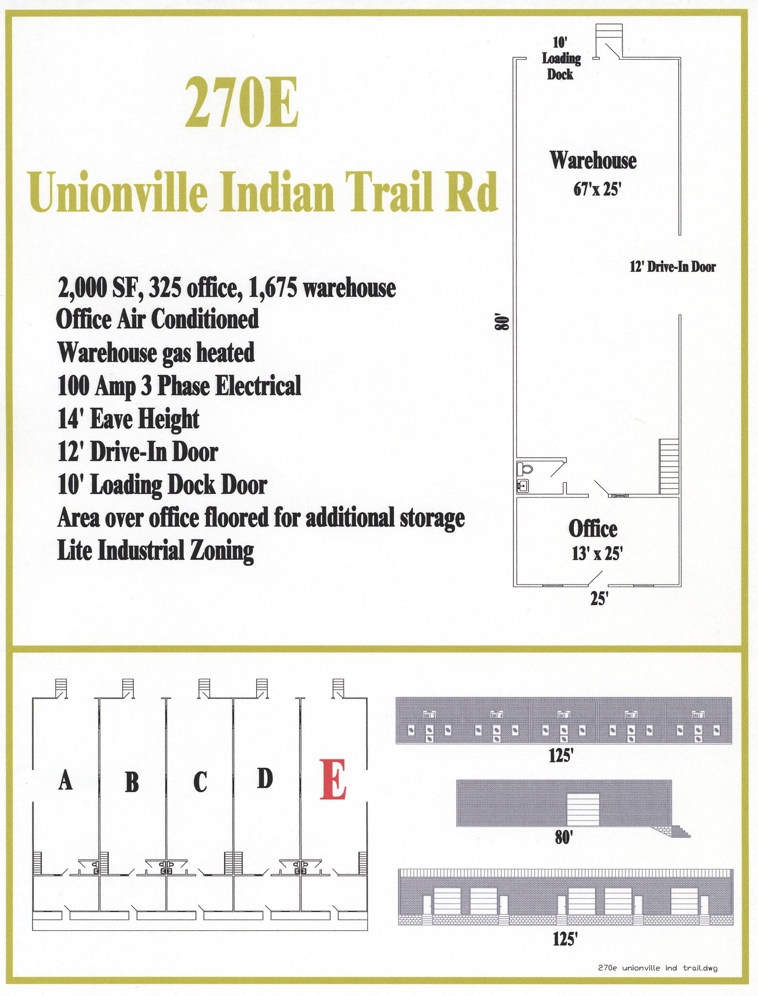 270 Unionville Indian Trail Rd, Indian Trail, NC à louer Plan d’étage– Image 1 sur 1