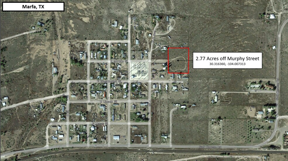 2.77 Acres off E. Murphy Street, Marfa, TX à vendre - Aérien – Image 1 sur 2