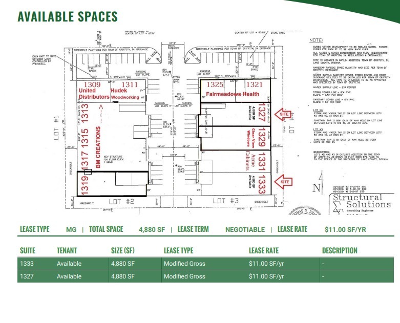 1321-1333 E Main St, Griffith, IN à louer Plan d’étage– Image 1 sur 1