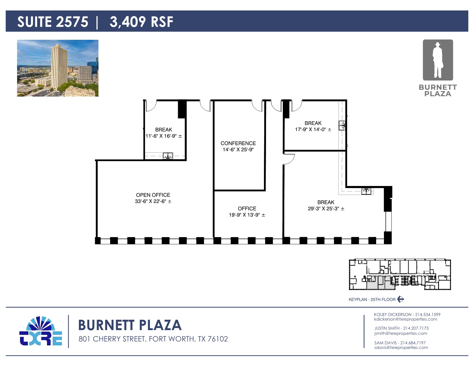 801 Cherry St, Fort Worth, TX à louer Plan d’étage– Image 1 sur 2