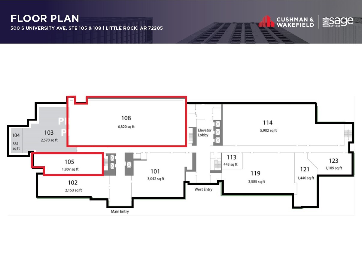 500 S University Ave, Little Rock, AR à louer Plan d’étage– Image 1 sur 1