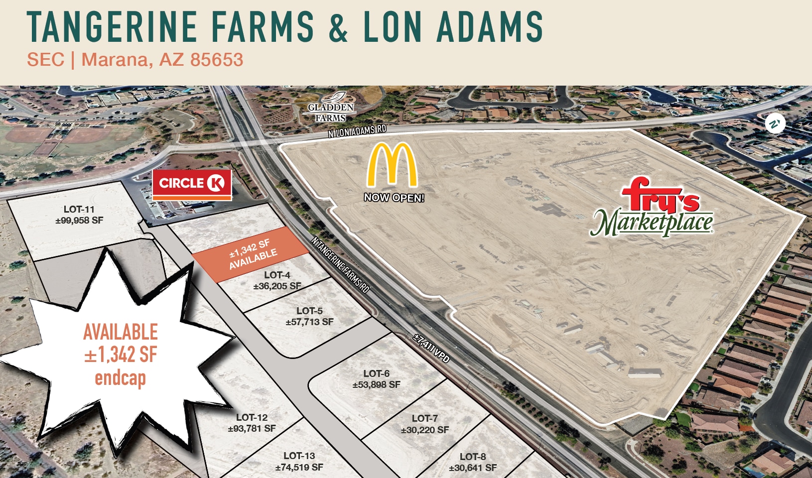 SE Tangerine & Lon Adams Rd, Marana, AZ à louer Aérien– Image 1 sur 1