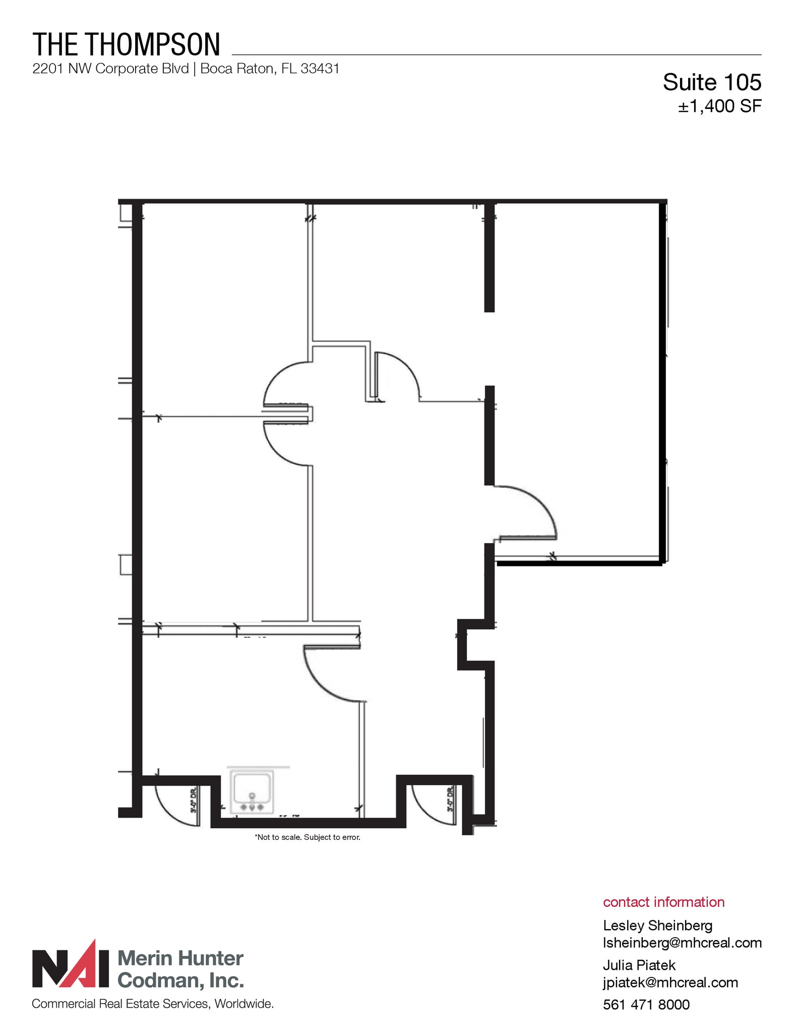 2201 NW Corporate Blvd, Boca Raton, FL à louer Plan d’étage– Image 1 sur 1