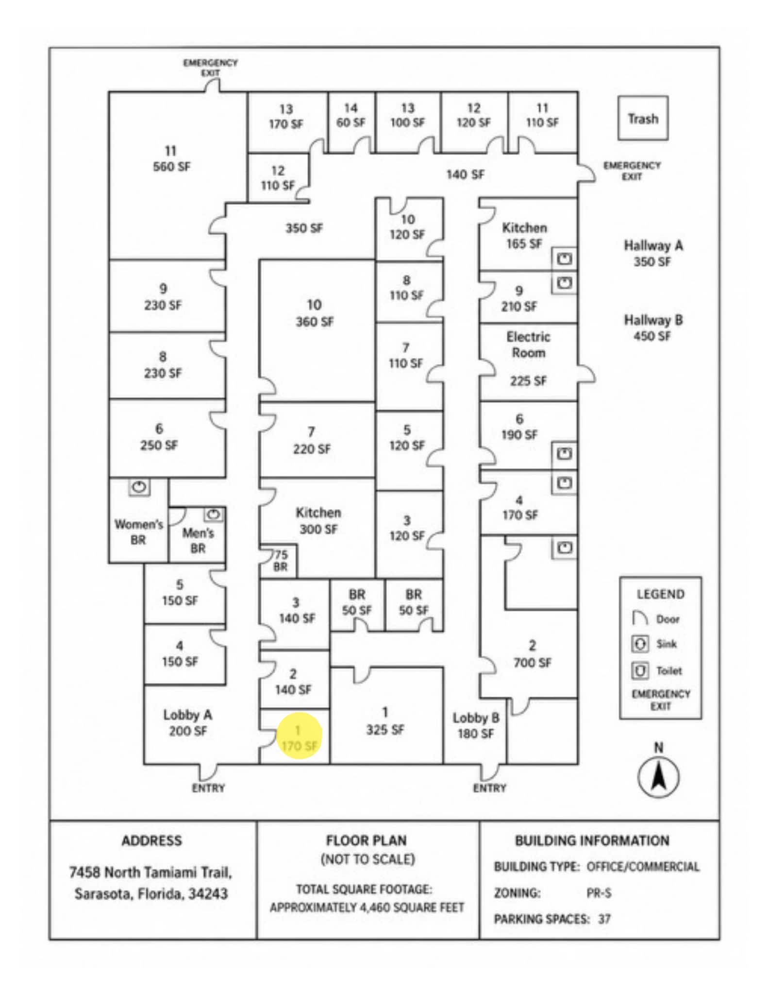 7458 N Tamiami Trl, Sarasota, FL à louer Plan d’étage– Image 1 sur 1