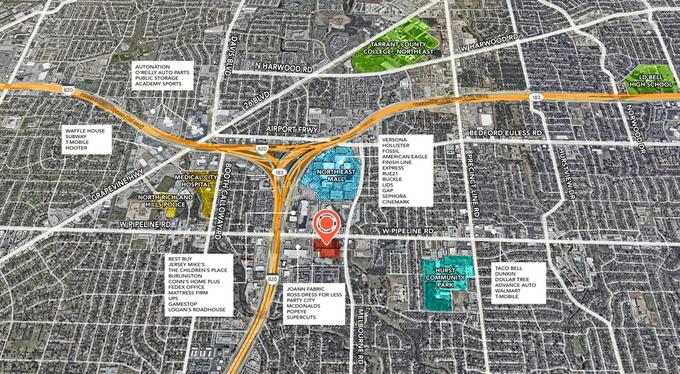 1301-1305 W Pipeline Rd, Hurst, TX à louer - Aérien – Image 3 sur 3
