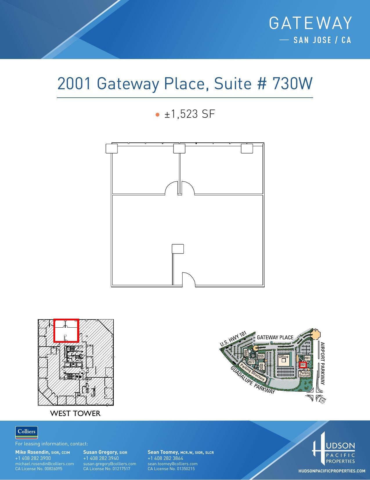 2033 Gateway Pl, San Jose, CA à louer Plan d’étage– Image 1 sur 1