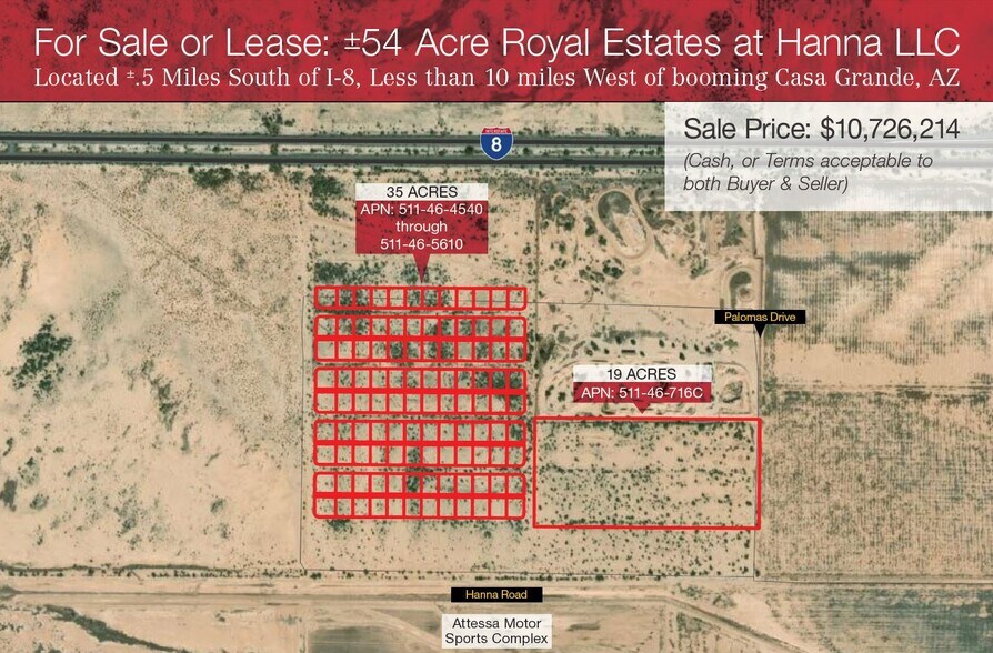 Hanna Rd & Palomas Dr, Casa Grande, AZ à vendre - Photo de l’immeuble – Image 1 sur 2