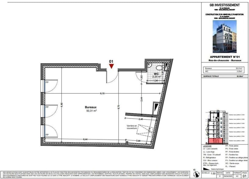 11 Rue Damiens, Boulogne-Billancourt à vendre - Plan d’étage – Image 2 sur 2