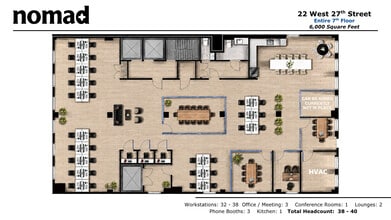 22 W 27th St, New York, NY à louer Plan d’étage type– Image 1 sur 9